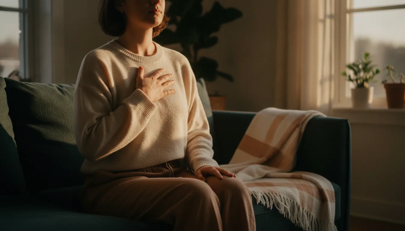 A woman in a calm, relaxed moment, illustrative of the stress relief medical acupuncture can support