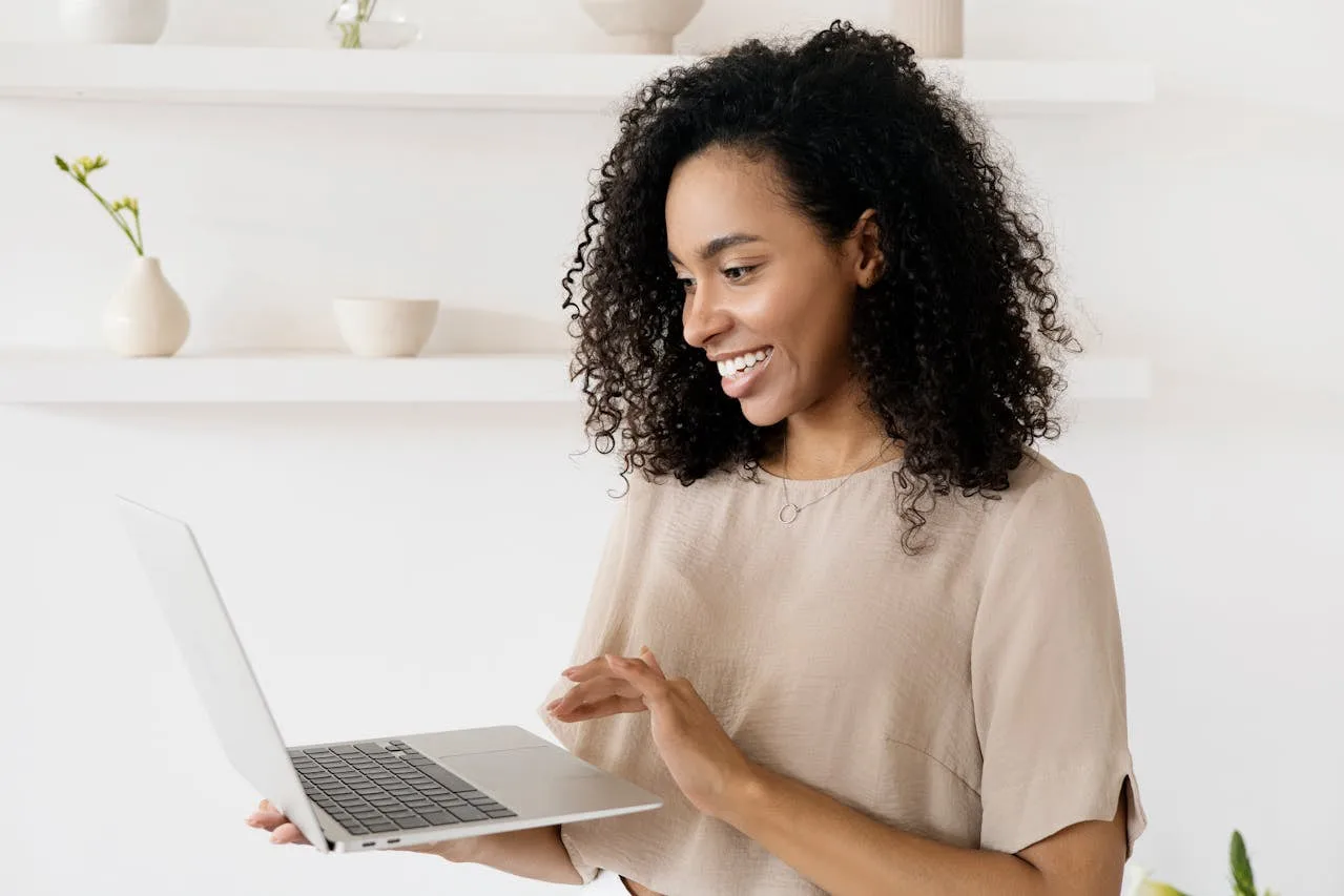 A patient on a telemedicine video visit from home