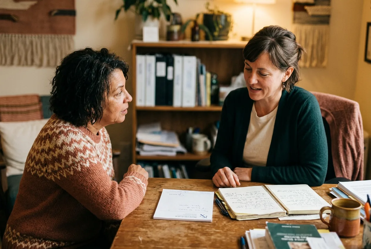 A calm, supportive conversation during an anxiety evaluation