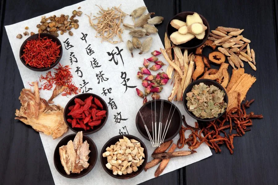 A selection of traditional Chinese herbs used in herbal medicine formulas