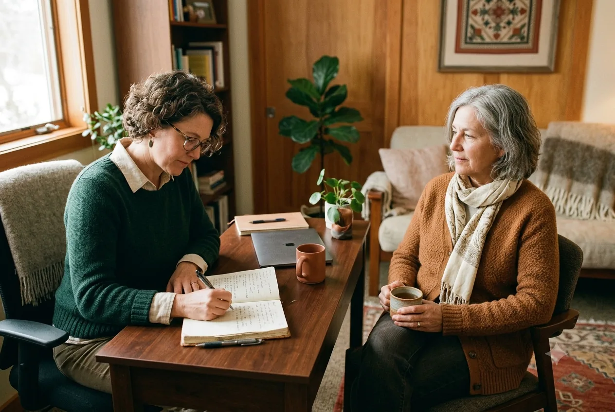 A supportive, unhurried conversation during a depression evaluation