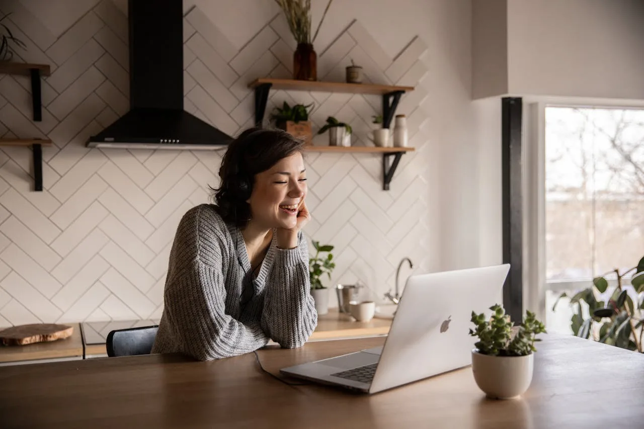 A patient on a video telehealth call from home